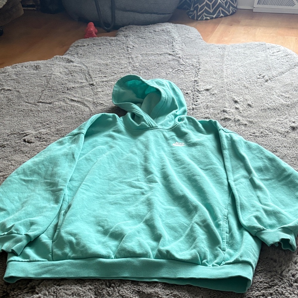 Nike Teal/Turquoise Pullover Hoodie with Small White Logo